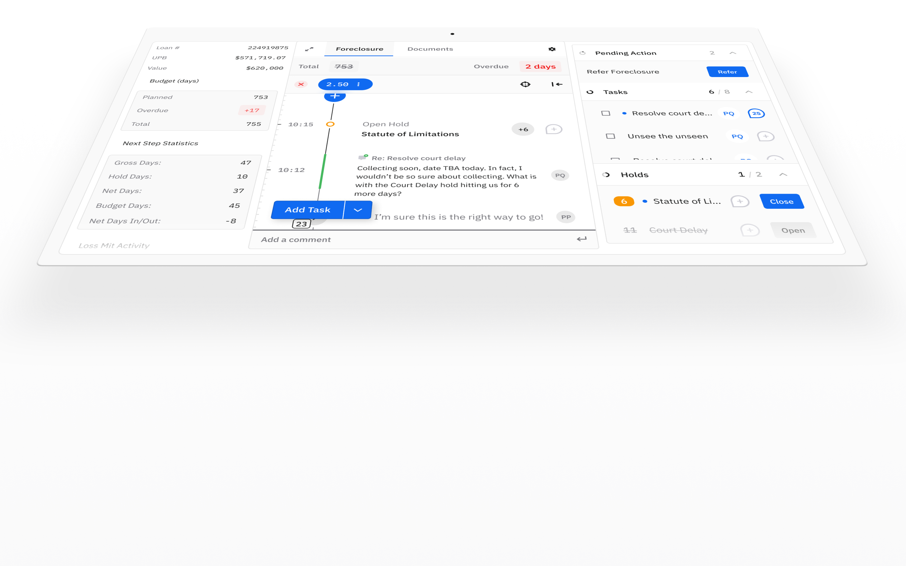 Features of the app are seperated from the main image, spread out and layered.