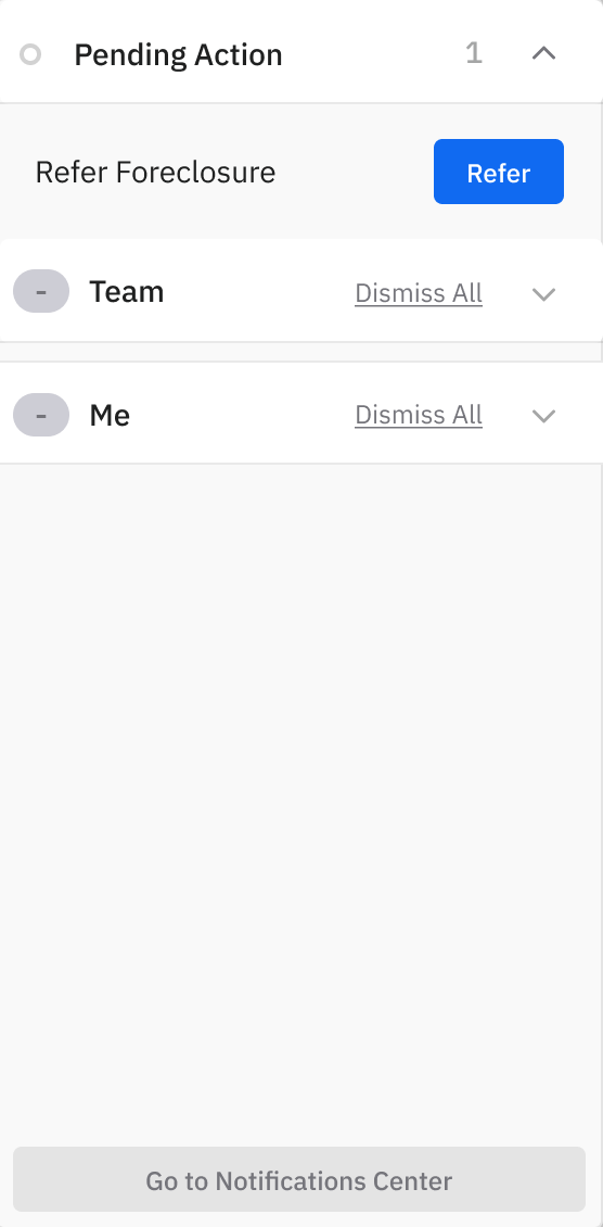 Panel showing users pending actions for both the user and the user's team